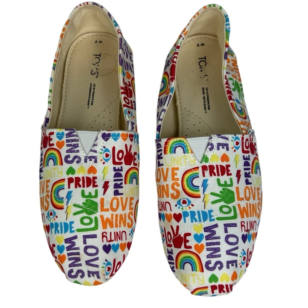 Toms Alpargata Unity Love Wins Pride Rainbow Canvas Shoes Womens SZ 7 Comfort